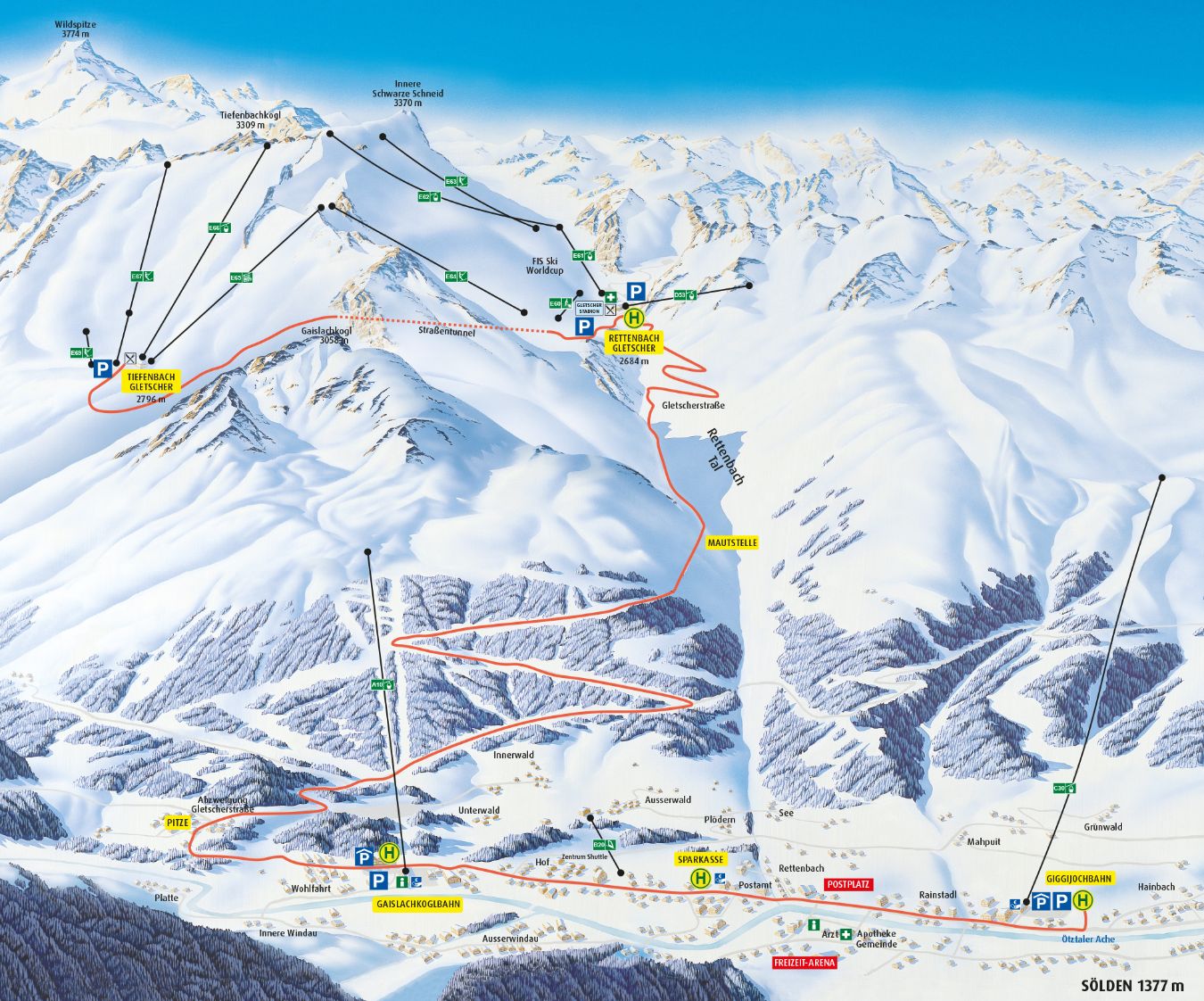 Bushaltestellen Sölden Skiweltcup