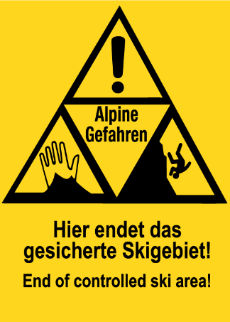 Alpine Gefahren Hinweisschild Sölden Sicherheit