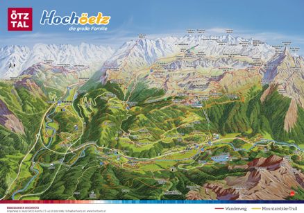 Panoramic Map Hochoetz Ötz Summer