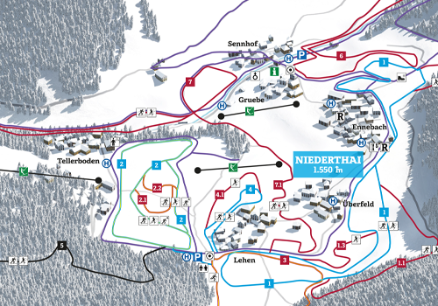 Karte Langlaufen Niederthai