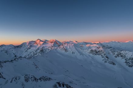 Hochgurgl, Winter, Mountains, Sunrise, Panorama
