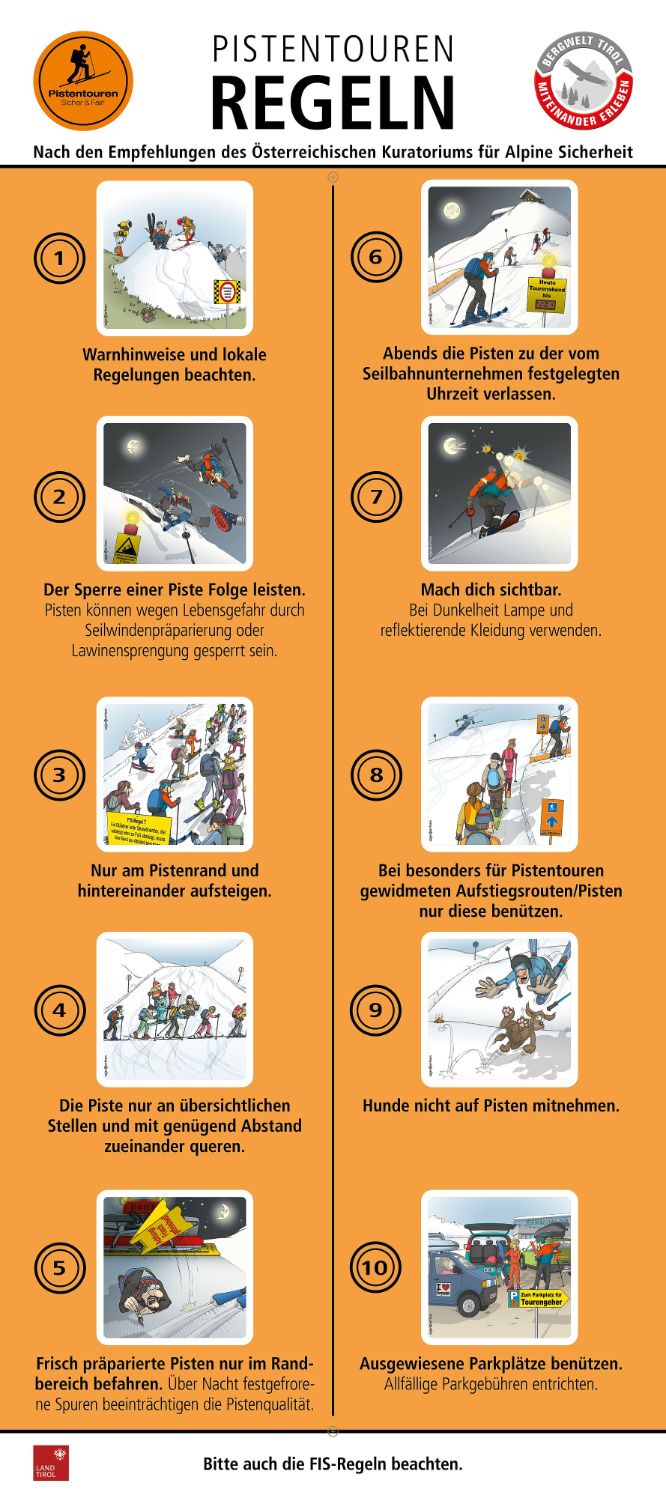 Slope ski touring route rules